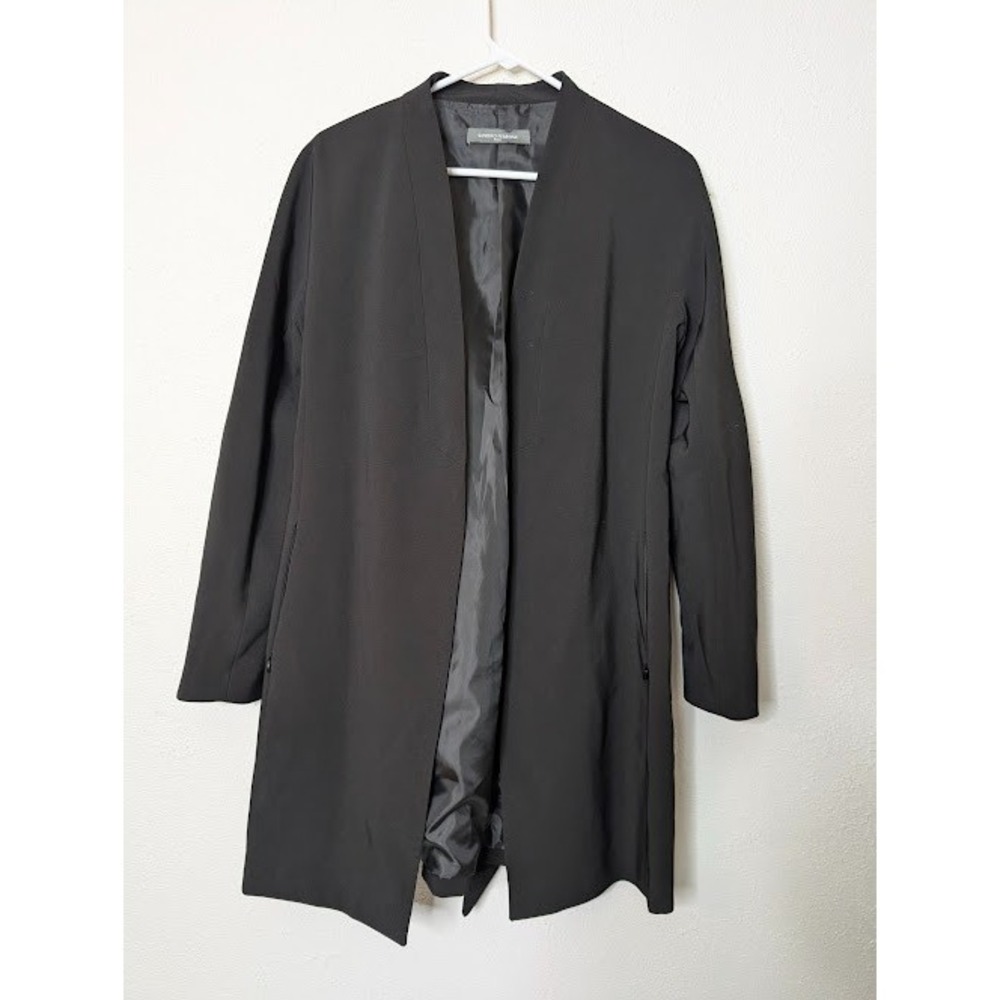 SANDRO FERRONE Italy Wrap Jacket Blazer Black Office Size 46 Pockets‎ Work Long